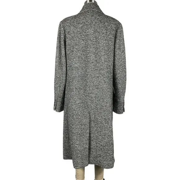 Vince Classic Charcoal Herringbone Double Breasted Coat Size M - Picture 3 of 6